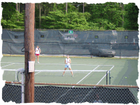 Alysa at the net