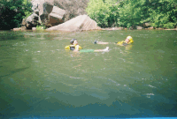 Audrey and Jay floating down the Ocoee (without the raft)